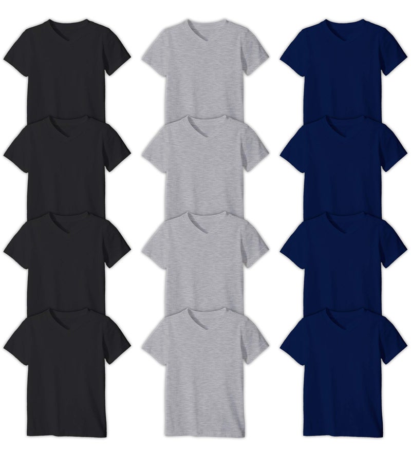 Andrew Scott Boys' V Neck T Shirt | Cotton Color Undershirts | 100% Cotton Tees in Multi Packs - Image 1